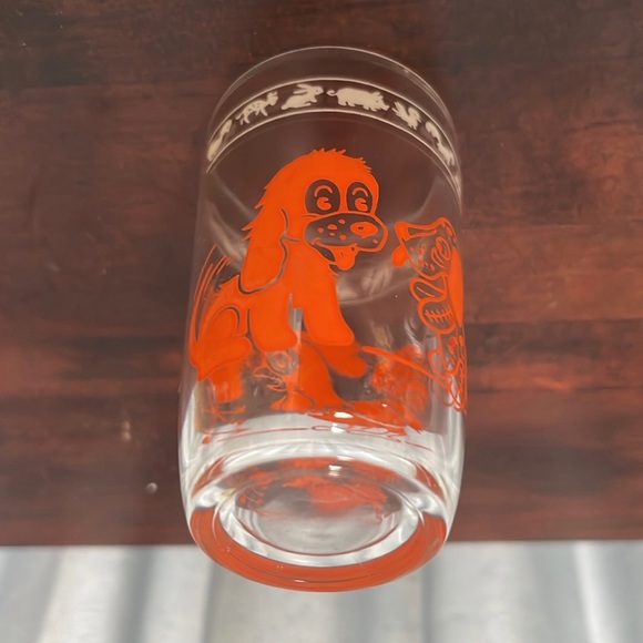 Vintage Kraft Swanky Swig Kid Cup Juice Glass Orange Dogs Roosters - Picture 10 of 11